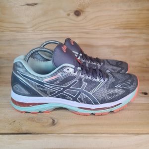 Asics Gel Nimbus 19 Athletic Running Shoes Women's 9.5 Gray Coral Aqua